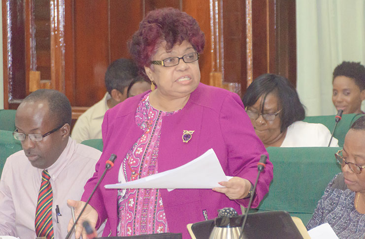 Minister of Social Protection, Amna Ally defends her ministry’s budget (photo by Delano Williams)