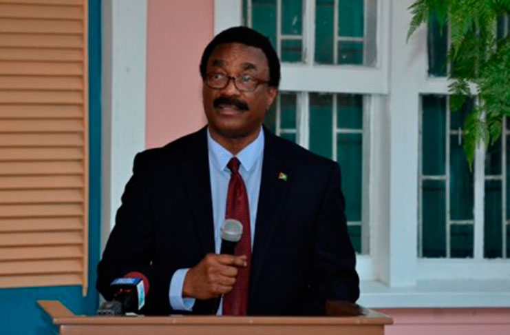 Attorney General and Minister of Legal Affairs Basil Williams speaking at the Christmas party on Wednesday