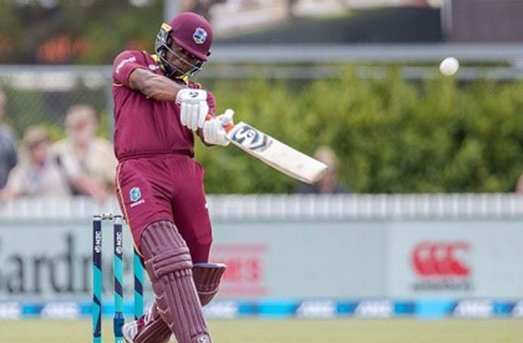 Opener Evin Lewis goes on the attack during his score of 76 in the first ODI on Wednesday. (Photo courtesy CWI Media)