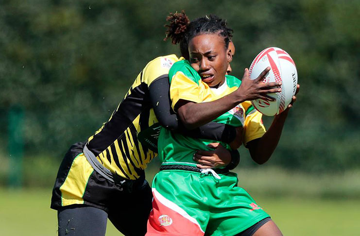 Abioce Heywood tackled hard during her clash with Jamaica.