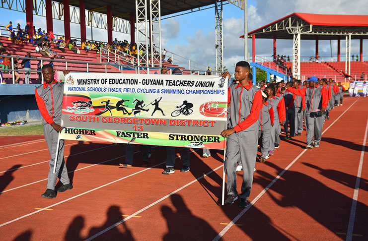 South Georgetown (District 13) at the National Schools Championships opening ceremony. (Samuel Maughn photo)