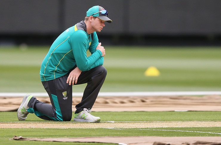 Steven Smith studies the pitch at the MCG © Getty Images