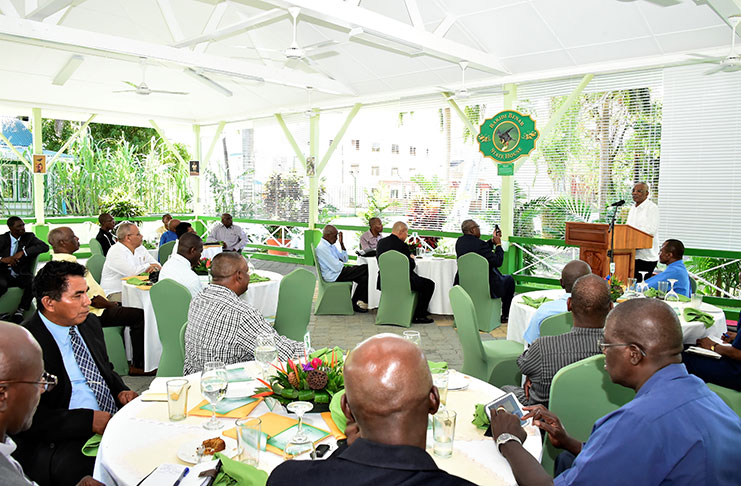 President David Granger addressing Christian leaders at the luncheon