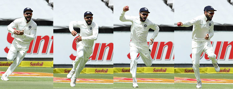 The India captain Virat Kohli was pumped after taking the catch in the slip cordon to dismiss Kangiso Rabada. (BCCI)