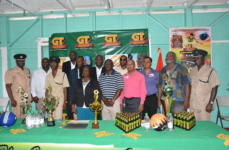 Stakeholders at the launch for the GT Beer/BFA/Candy Boss Berbice eight-a-side football tournament