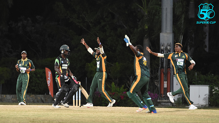 The Guyana Jaguars collapsed to a 52 run loss in their semifinal match against the Windward Island Volcanoes on Thursday night (CWI Photo)