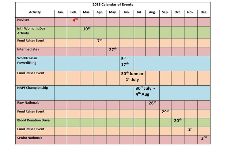 GAPLF’s Calendar of Activities