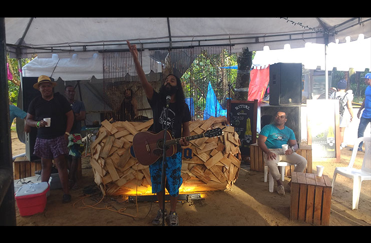 Gavin Mendonca performing recently at
Dominica’s Quelonios Festival