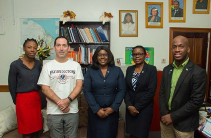 From left: Dr Ineka McKenzie, Deputy Director-Regional Health Services;  Dr John Arledge, Chief Medical Officer of the Flying Doctors of America; Dr. Karen Cummings, Minister within the Ministry of Public Health;  Dr Karen Boyle, Deputy Chief Medical Officer; and Denroy Tudor, Coordinator-International Desk