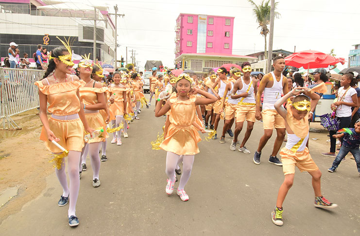 These children put on quite a show when the junior Mashramani Costume and Float Parade took to the streets on Saturday (Adrian Narine photo)