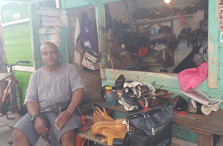 The 60-year-old cobbler at his Bourda Market stall