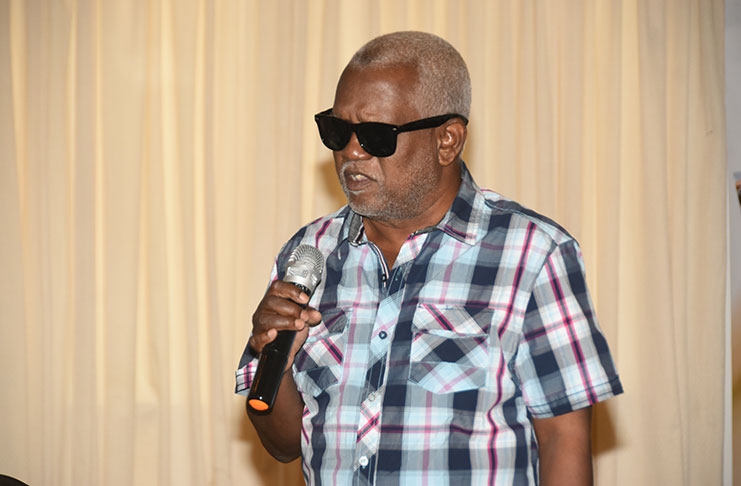 President of the Guyana Society for the Blind, Cecil Morris expressing his gratitude to Guyana Goldfields Inc (Adrian Narine photo)