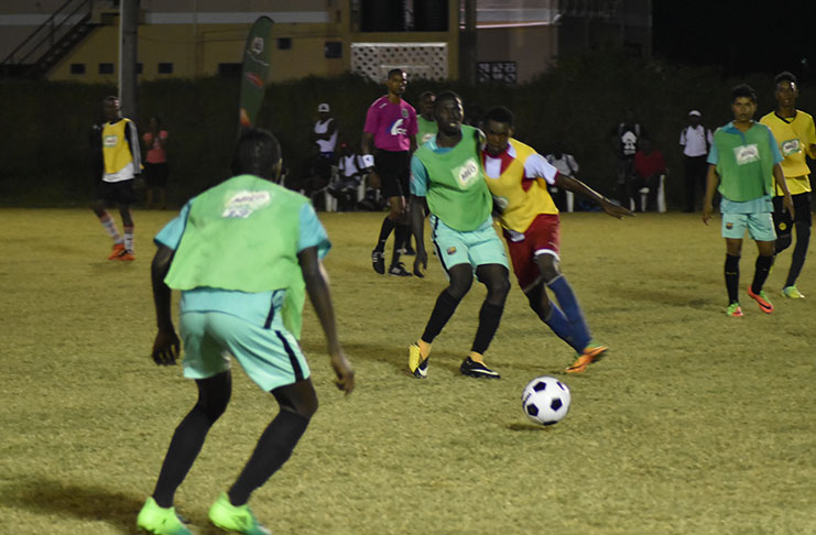 Part of the Action in the final round-of-16 match of the Milo schools football tournament