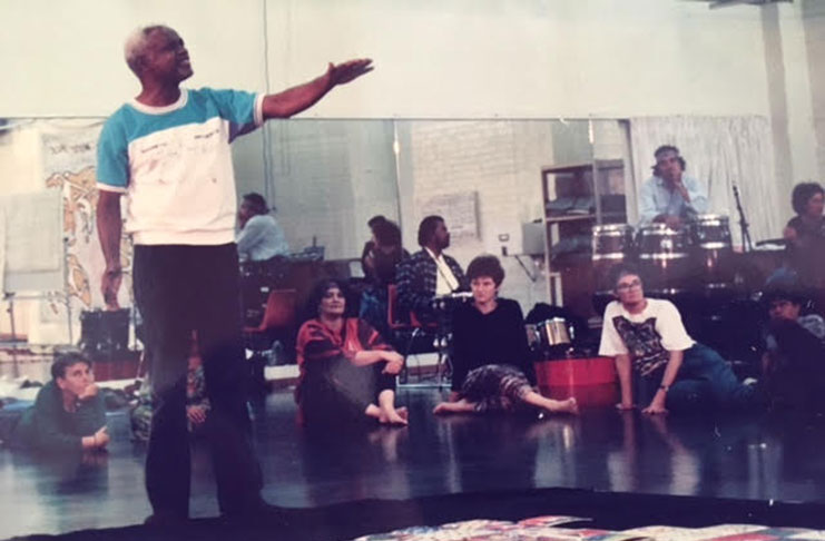 Farrier performing Guyanese poems at the International Theatre Exchange in Sydney, Australia in 1993.