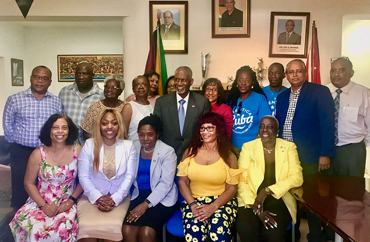 Guyana’s Housing Minister, Valerie Patterson-Yearwood (standing fourth right) with members of the GACC delegation during a visit to the Embassy of Guyana in Havana, Cuba