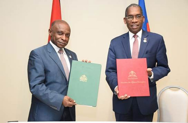 Vice President and Minister of Foreign Affairs, Carl Greenidge  and  Mr. Antonio Rodrigue, Minister of Foreign Affairs and Religious Affairs of Haiti
