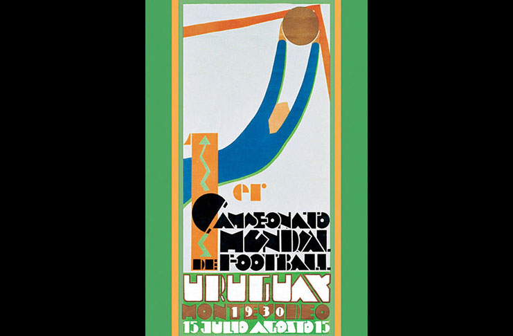 The official poster for the 1930 FIFA World Cup in Montevido, Uruguay