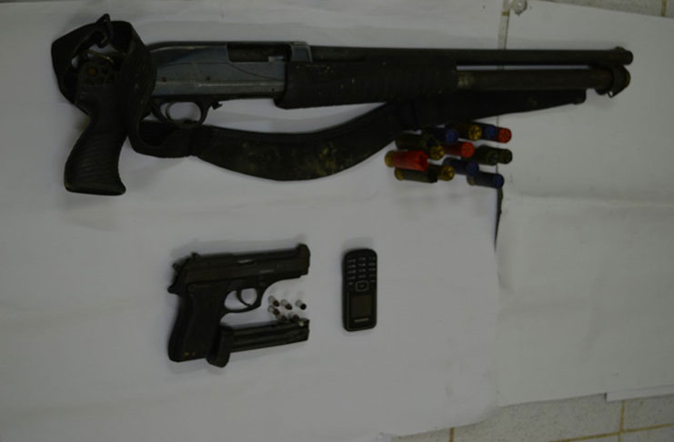 Arms and ammunition which police seized  following the robbery.
