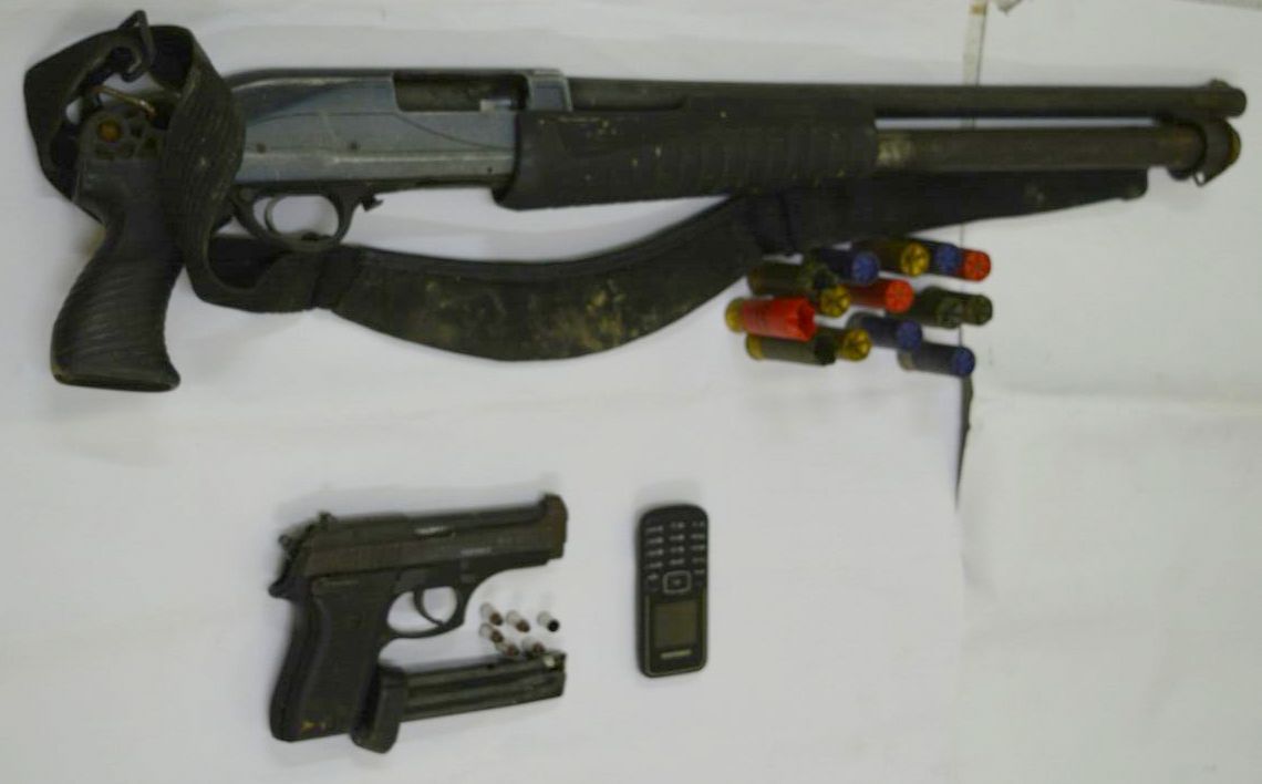 Arms and ammunition which police seized following the robbery