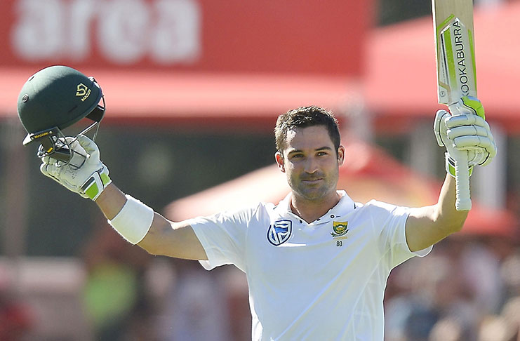 Dean Elgar celebrates his 11th Test century on the first day in Cape Town. (Getty Images)
