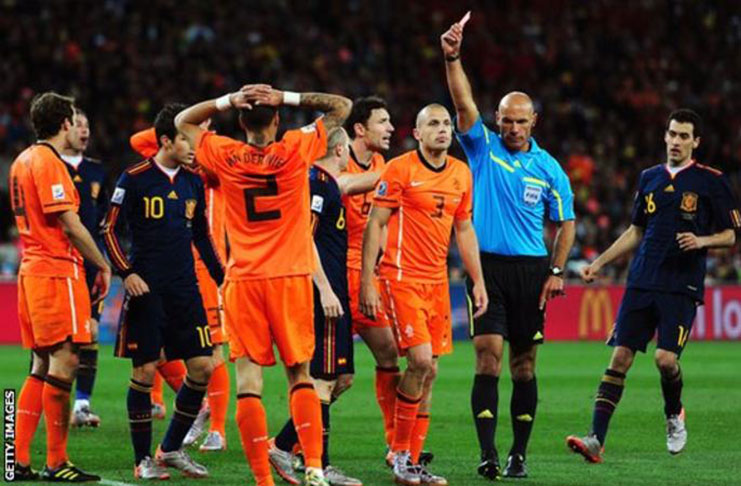 Howard Webb was the referee for the 2010 World Cup final between the Netherlands and Spain.