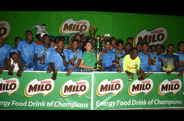 2018 Champions! Sir Leon Lessons are the new champions of the Milo U-18 Schools Football tournament. (Adrian Narine photo)