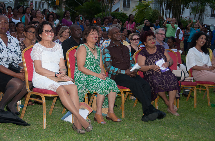 First Lady Sandra Granger; Canadian High Commissioner, Lilian Chatterjee; Acting President Carl Greenidge and Minister of Social Protection, Amna Ally (seated L-R) enjoying the concert