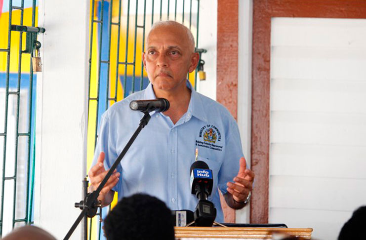 Minister of Communities Ronald Bulkan addresses councillors of the Region Seven RDC and the Mayor and Town Council, at a joint Local Democratic Organ (LDO) consultation in Bartica on Friday 
