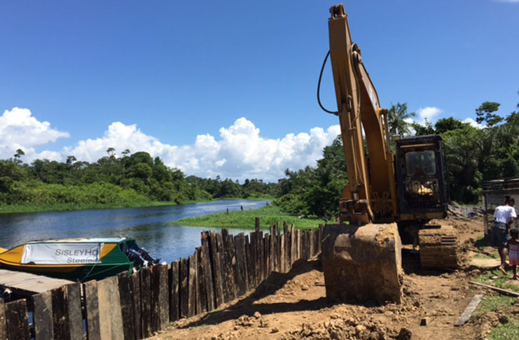 Revetment works at Baracara, Canje River. (Photo by Francis Quamina Farrier)