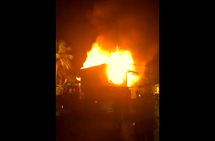 The Lot 169 Dakama Circle house in flames