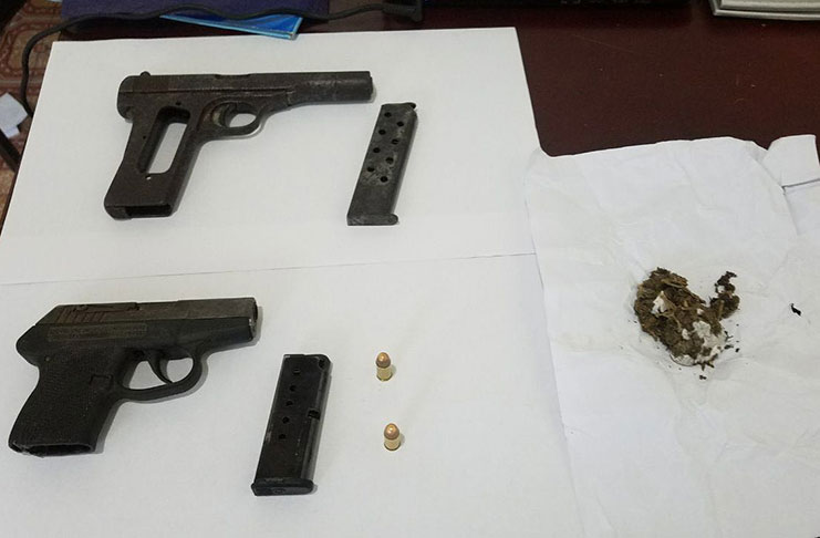 The firearms and cannabis that were found