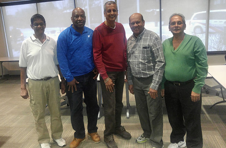 SCUA executive members: From left are assistant secretary Nazaam Ally, treasurer Mathew Francis, president Albert Ramcharran, vice-president Bisham Singh and secretary Azad Khan.