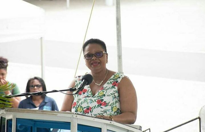 Minister of Public Health Volda Lawrence, addresses the gathering at D’Urban Park (DPI photo)