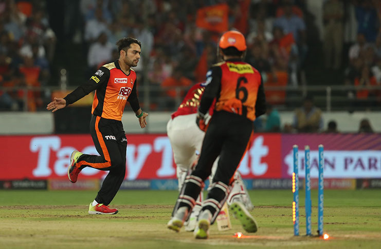 Rashid Khan struck in his first over to bowl Rahul with a googly.