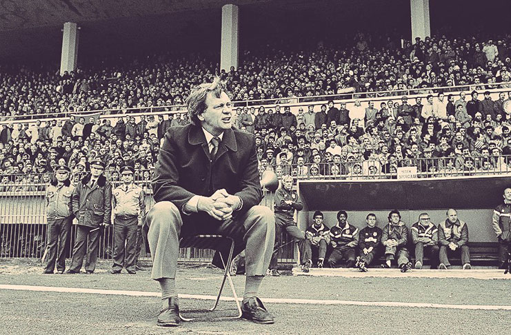 Manager Bobby Robson watches England as they thrash Turkey 8-0 in 1984 in Istanbul.