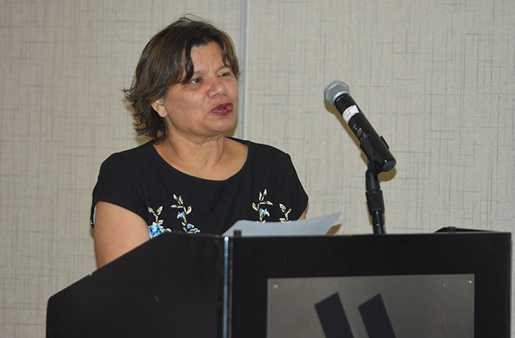Canadian  High Commissioner to Guyana, Lillian Chatterjee addresses the gathering  
(Samuel Maughn photos)