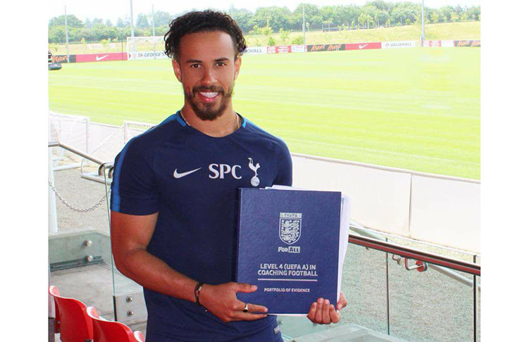 Golden Jaguars captain, Samuel Cox, displays his UEFA A Licence