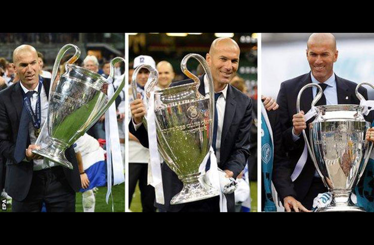 Zinedine Zidane became the first coach to win the Champions League in three consecutive seasons. (BBC Sport)