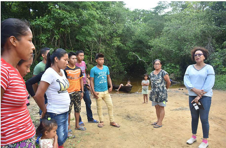 Minister within the Ministry of Indigenous People’s Affairs, Valerie Garrido-Lowe engaging youth of Haimaruni