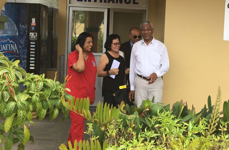 President David Granger and First Lady Mrs. Sandra Granger at the Good Health Medical Centre in Trinidad and Tobago