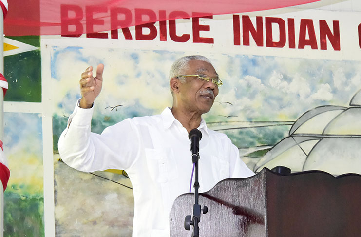 President David Granger addressing the Highbury gathering