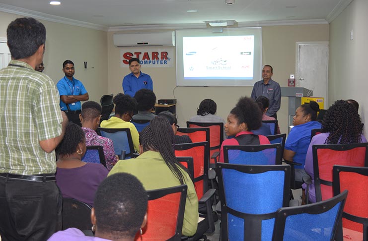 An NCERD official making a point to CEO of STARR Computer, Mike Mohan (standing at front on right) during the recent meeting in the company’s boardroom.