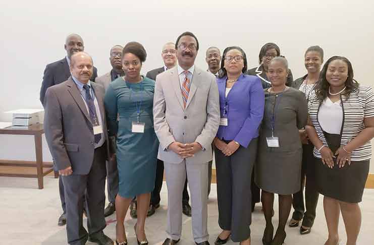 Attorney General and Minister of Legal Affairs, Basil Williams and members of the Guyana delegation at the CFATF conference