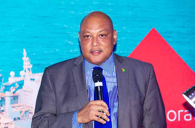 Natural Resources Minister Raphael Trotman at the commemoration reception of the Liza Phase 1 development campaign on Tuesday (Delano Williams photo)