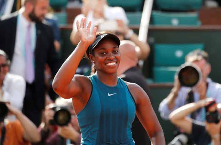 PARIS, France - Sloane Stephens of the U.S. celebrates winning her semi-final match against Madison Keys of the U.S. (REUTERS/Pascal Rossignol)