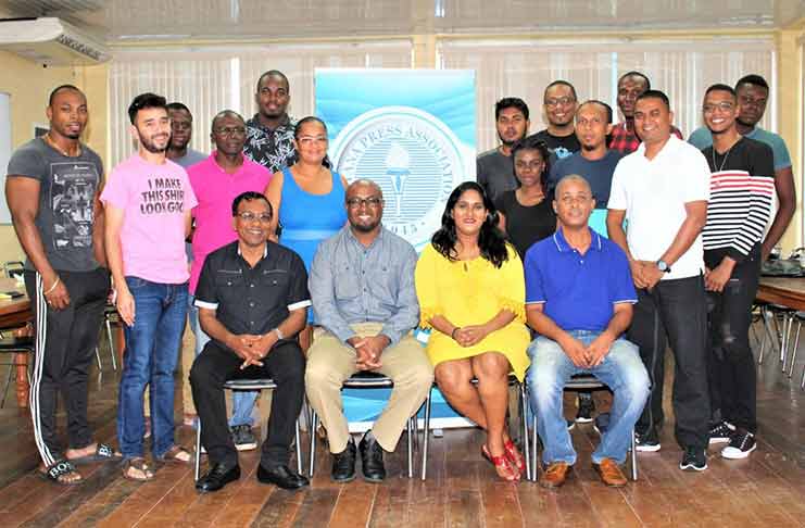 The participants of the two-day Guyana Press Association’s specialized workshop for sports journalists and editors.