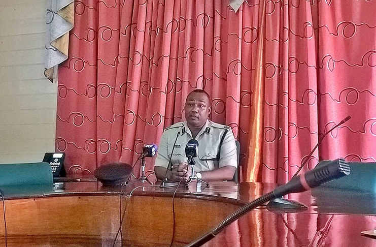 Chief Constable Andrew Foo speaking with reporters on Wednesday.