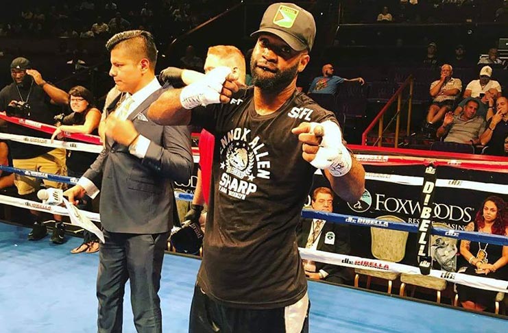 Lennox ‘Too Sharpe’ Allen following his third round TKO victory over American Willis Locket on July 21.