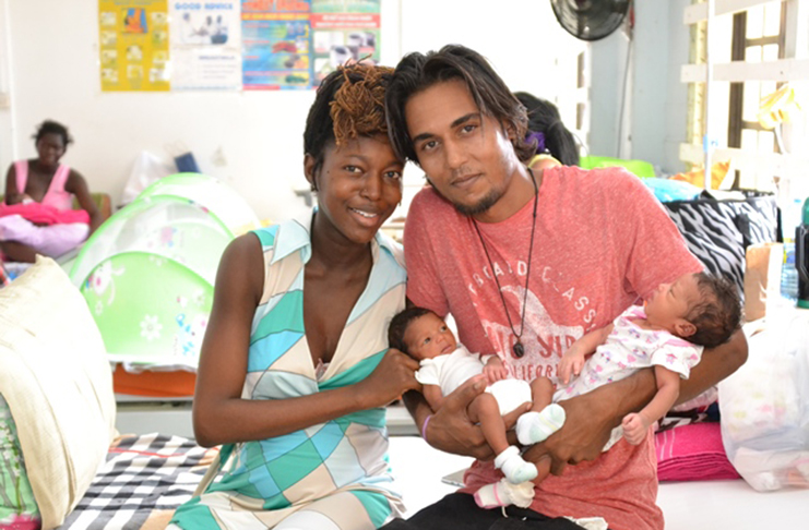 Shequita Michael and Vincent Benjamin with their twins, Orion and Venus Benjamin (DPI)