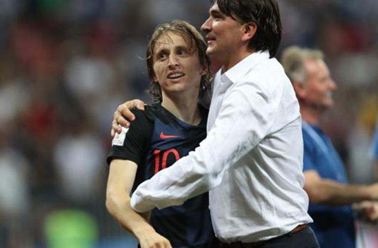 Croatia's Luka Modric and coach Zlatko Dalic celebrate after the match REUTERS/Carl Recine